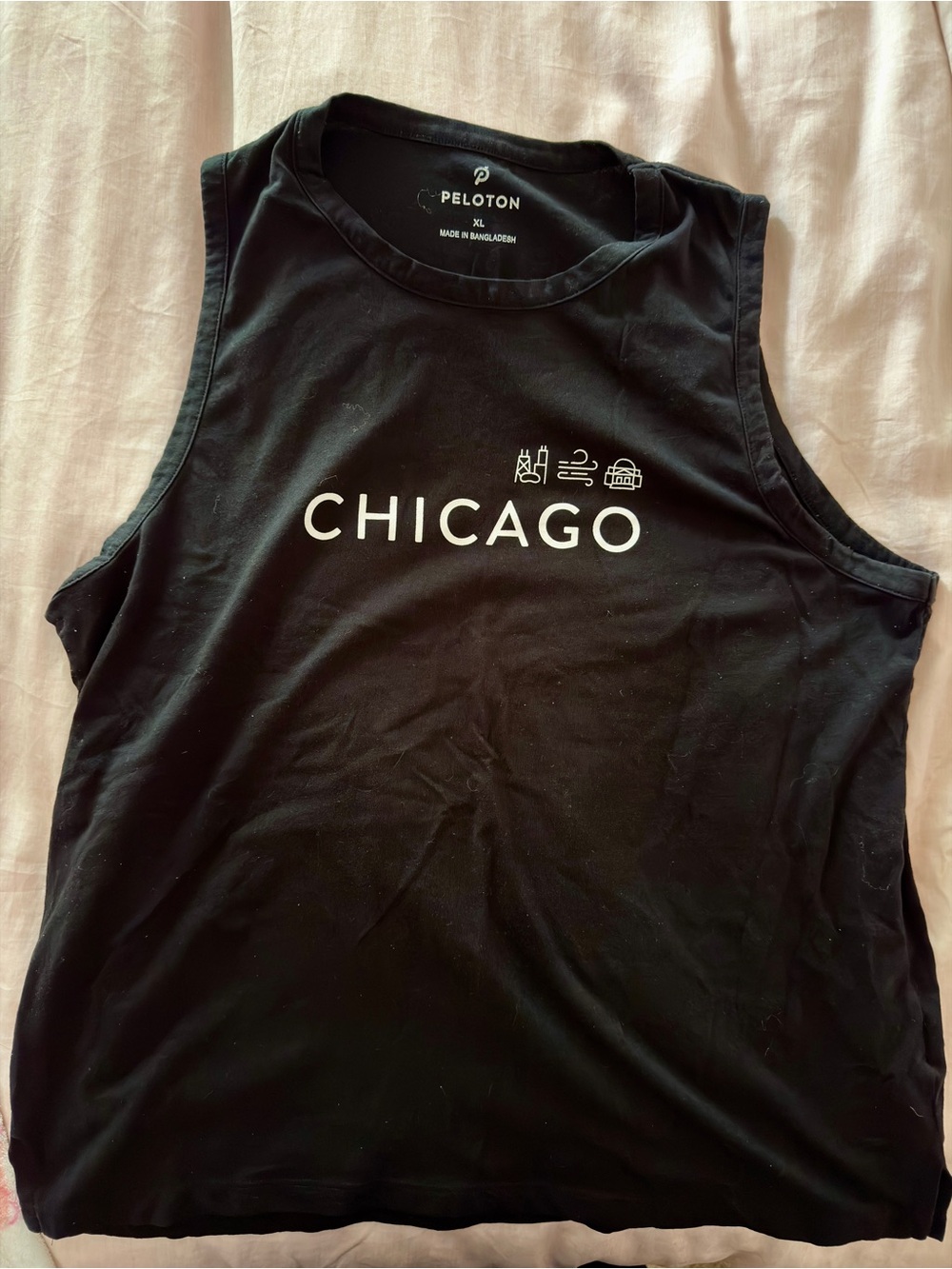 Peloton Black Tank with White CHICAGO Graphic
